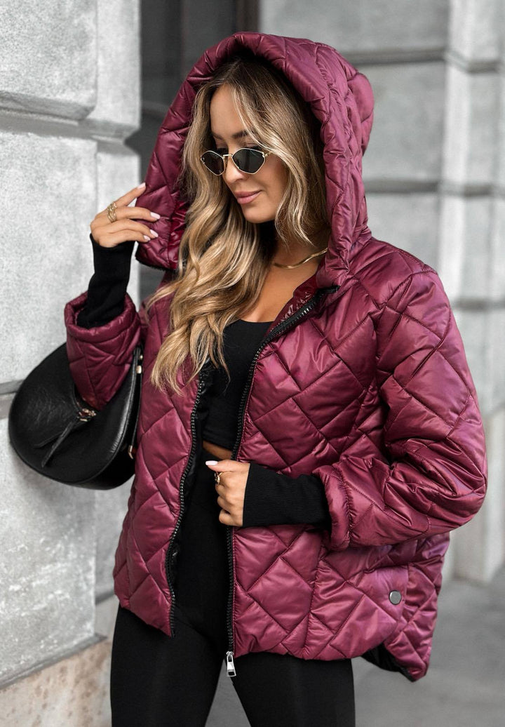 Nadia-Wine Quilted Jacket