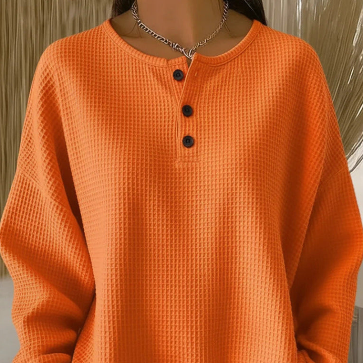 Waffle-Knit Henley Top