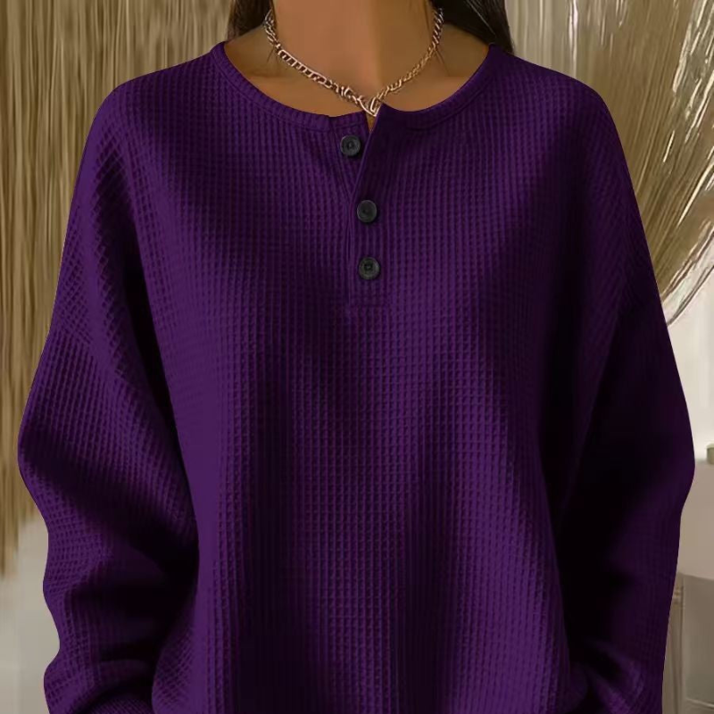 Waffle-Knit Henley Top